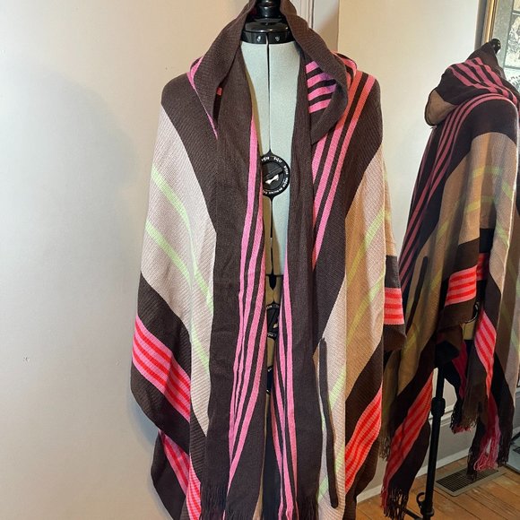 Free People Jackets & Blazers - Free People Striped Hooded Shawl